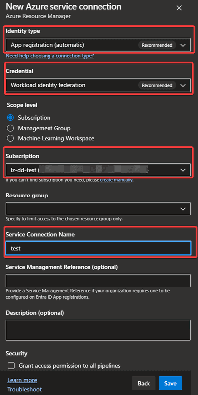 Fig. 4: Creating federated service connection in ADO